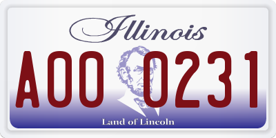IL license plate A000231