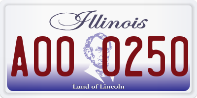IL license plate A000250