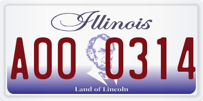 IL license plate A000314