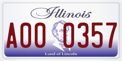 IL license plate A000357