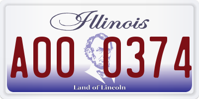 IL license plate A000374