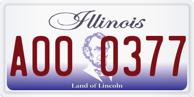 IL license plate A000377