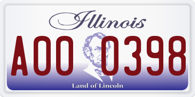 IL license plate A000398