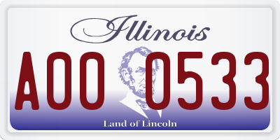 IL license plate A000533