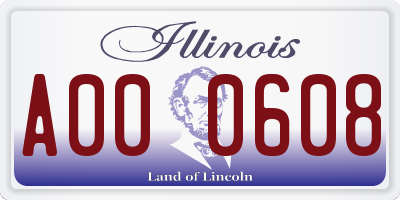 IL license plate A000608
