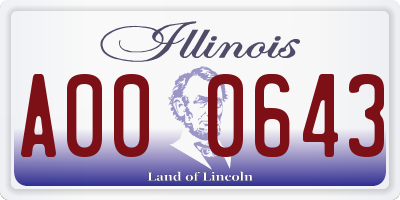 IL license plate A000643