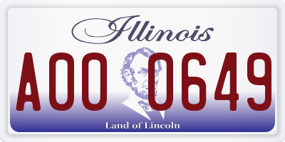 IL license plate A000649