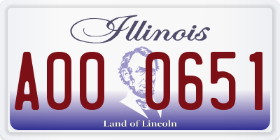 IL license plate A000651
