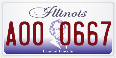 IL license plate A000667