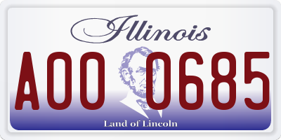 IL license plate A000685