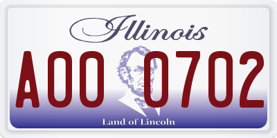 IL license plate A000702