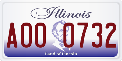 IL license plate A000732