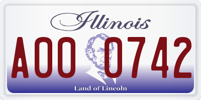 IL license plate A000742