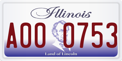 IL license plate A000753