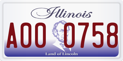 IL license plate A000758