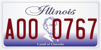 IL license plate A000767