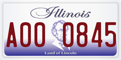 IL license plate A000845