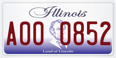 IL license plate A000852