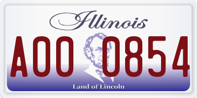 IL license plate A000854