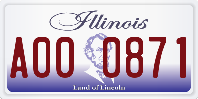 IL license plate A000871
