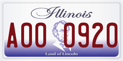 IL license plate A000920