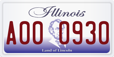 IL license plate A000930