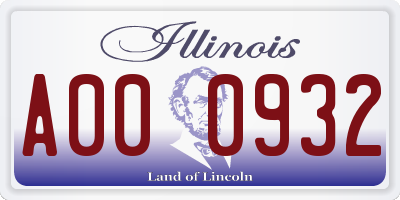 IL license plate A000932