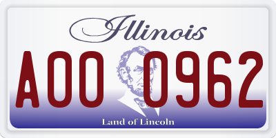 IL license plate A000962