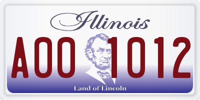 IL license plate A001012