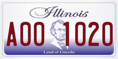 IL license plate A001020