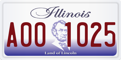 IL license plate A001025