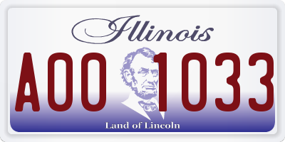 IL license plate A001033