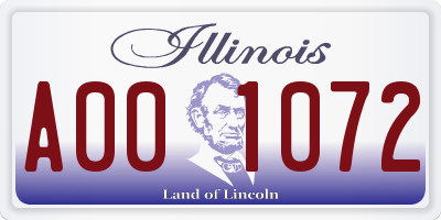 IL license plate A001072