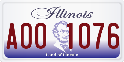 IL license plate A001076