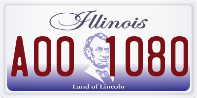 IL license plate A001080