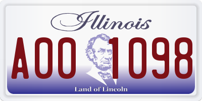 IL license plate A001098