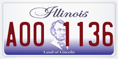 IL license plate A001136