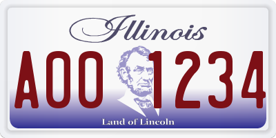 IL license plate A001234