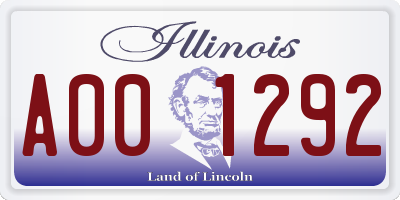 IL license plate A001292