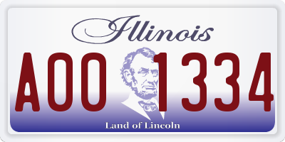 IL license plate A001334