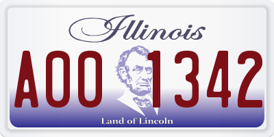 IL license plate A001342