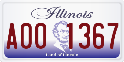 IL license plate A001367