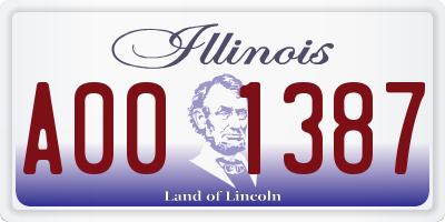 IL license plate A001387