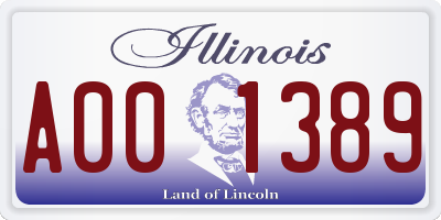 IL license plate A001389