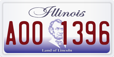 IL license plate A001396
