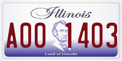 IL license plate A001403