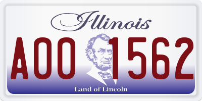 IL license plate A001562