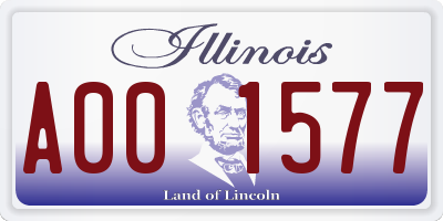 IL license plate A001577