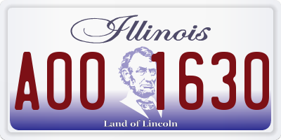 IL license plate A001630
