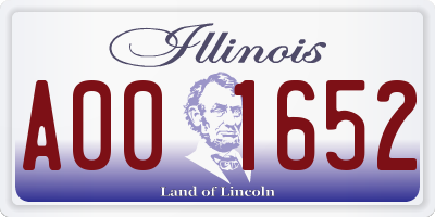 IL license plate A001652